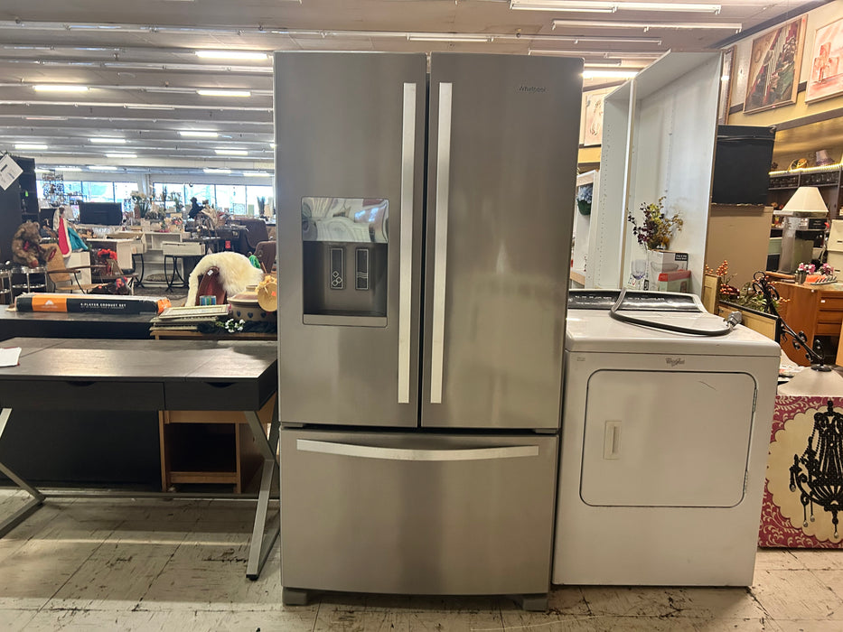 Whirlpool stainless steel French door refrigerator w bottom freezer and ice maker 34107