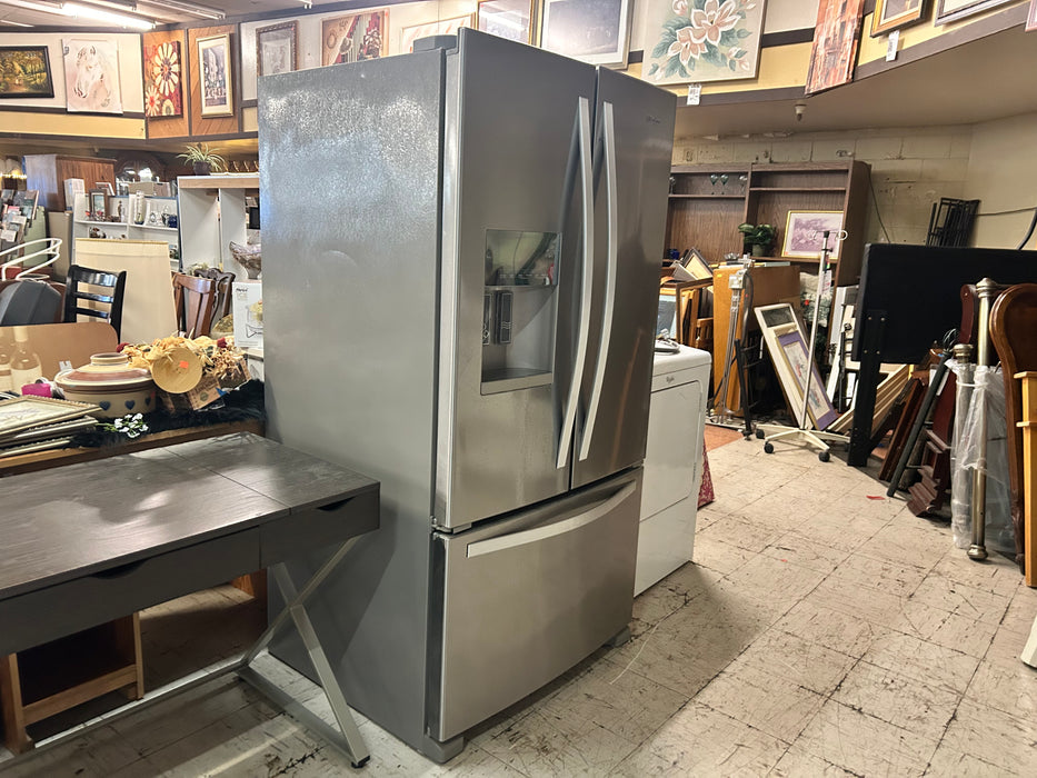Whirlpool stainless steel French door refrigerator w bottom freezer and ice maker 34107