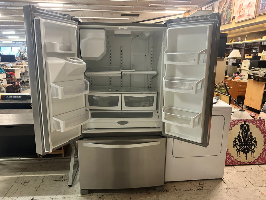 Whirlpool stainless steel French door refrigerator w bottom freezer and ice maker 34107