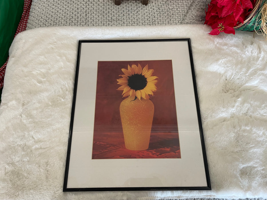 Sunflower print framed matted picture 33376