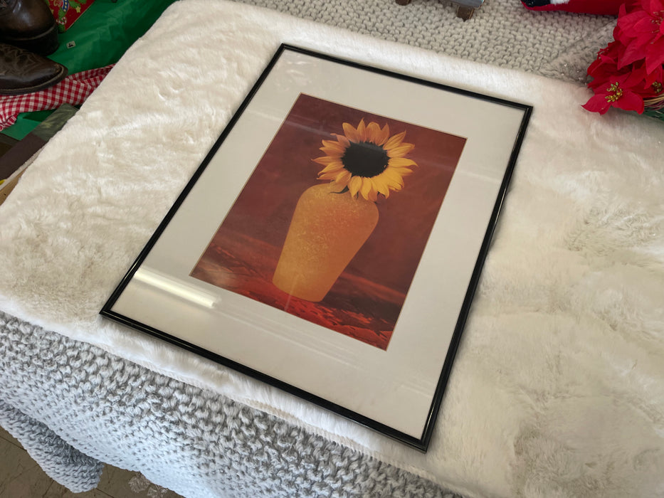 Sunflower print framed matted picture 33376