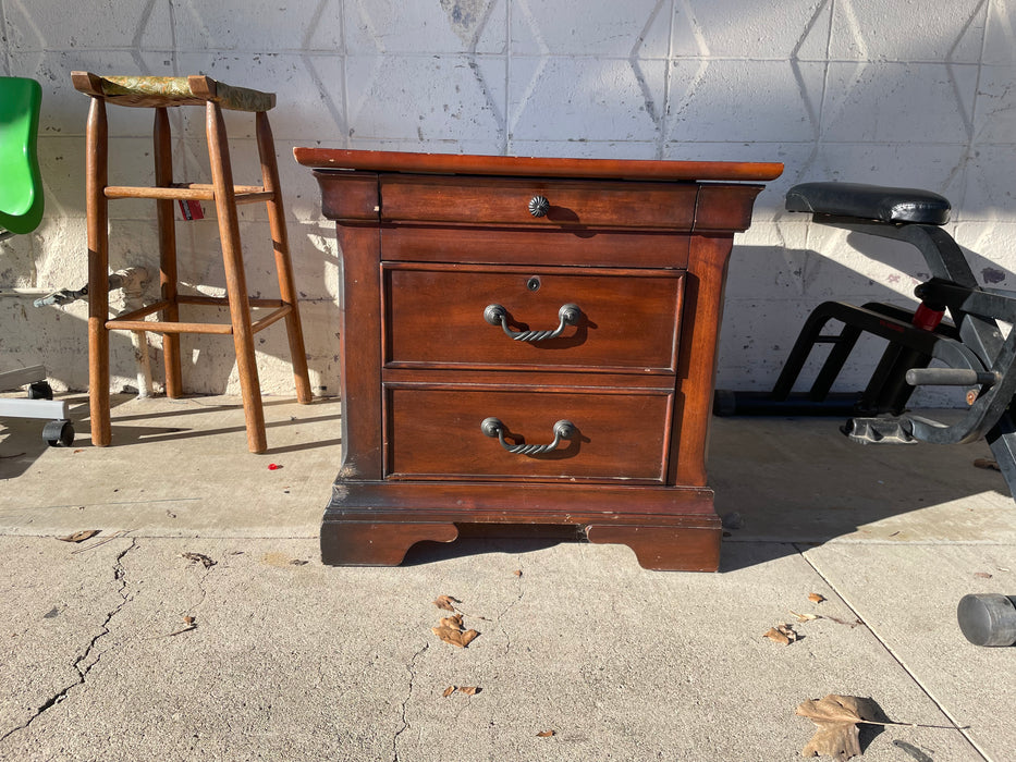 Wood 2-drawer nightstand w/ sliding top 33385