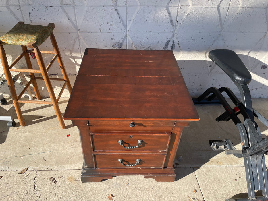 Wood 2-drawer nightstand w/ sliding top 33385