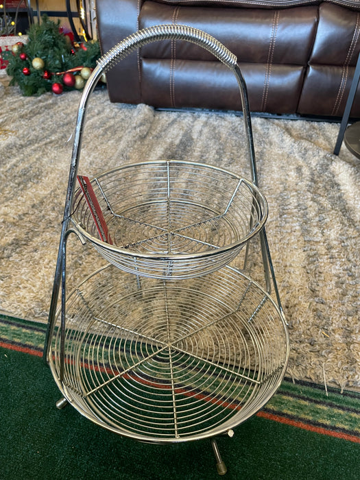 Pottery Barn 2 tier metal fruit basket stand 33387