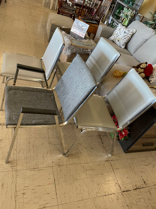 Gray Steelcase metal chrome office waiting room chairs 33410