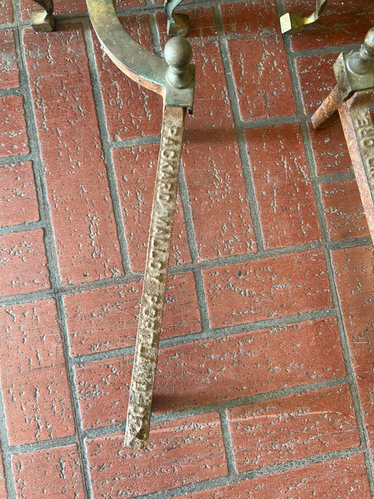 Vintage Puritan antique brass ball claw pair fire andiron set 34121