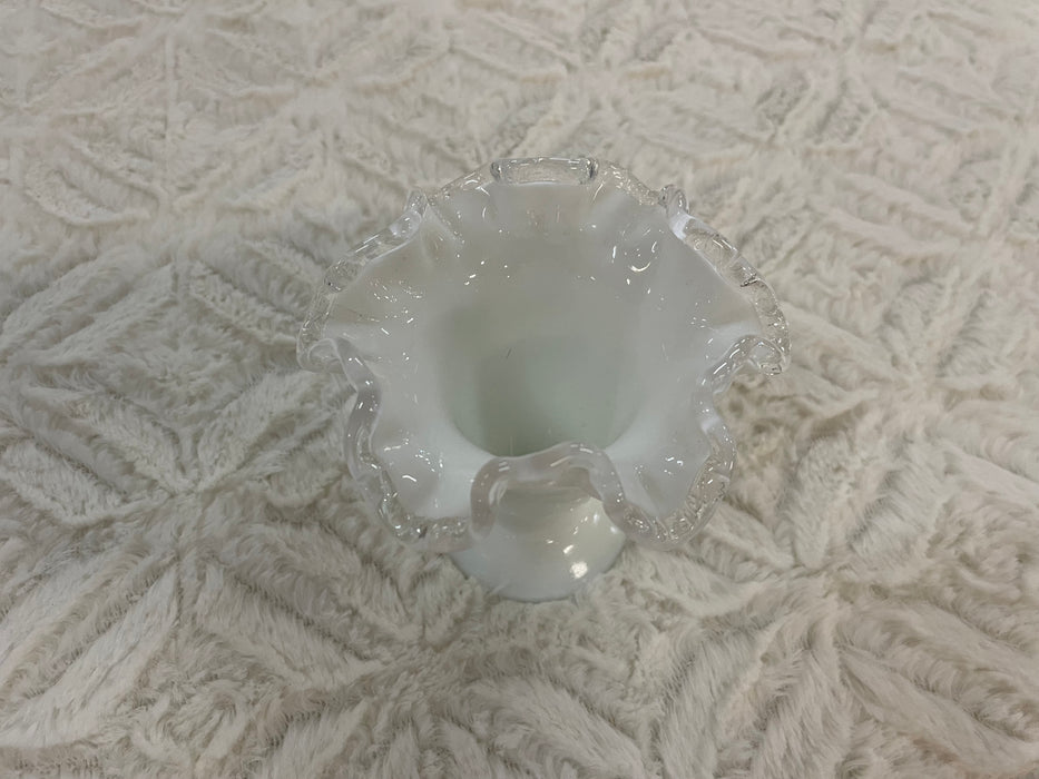 Fenton vintage white milkglass ruffled pitcher 30380
