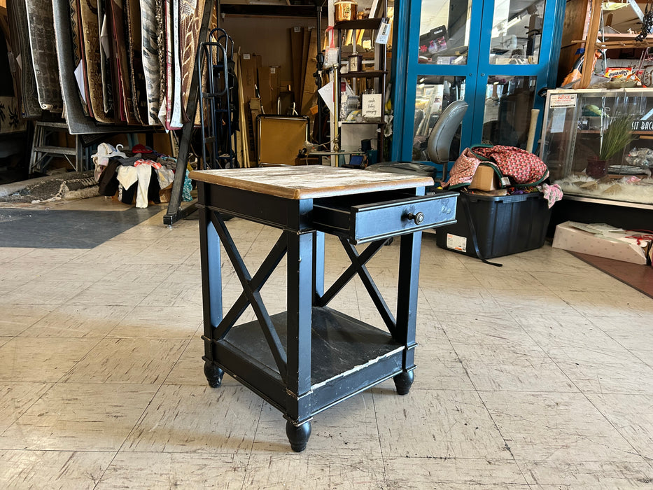 Black farmhouse style 1 drawer nightstand 34151