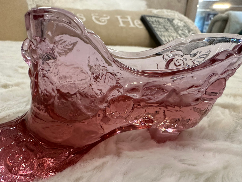 Fenton glass slipper cranberry color 30382