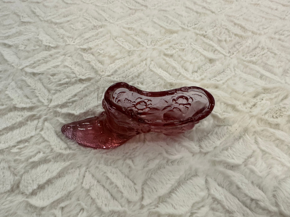 Fenton glass slipper cranberry color 30382