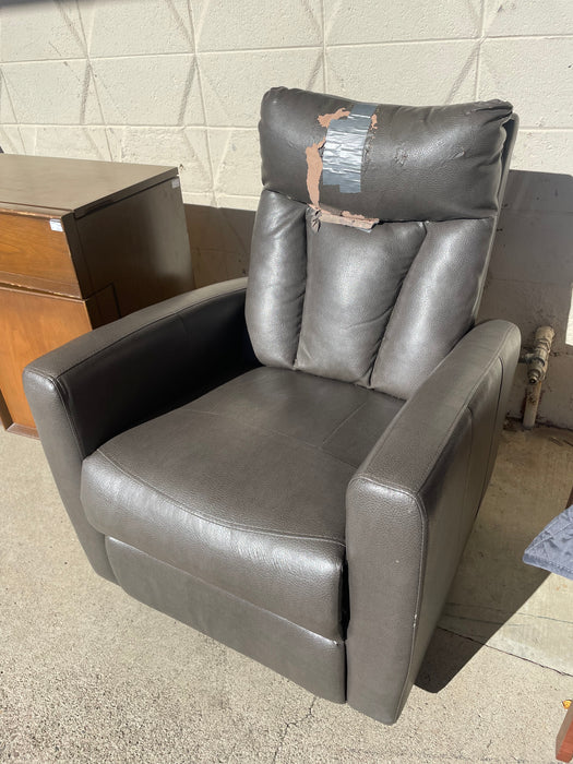 Grey swivel recliner chair with cover AS IS 33457