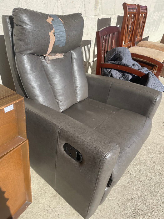 Grey swivel recliner chair with cover AS IS 33457