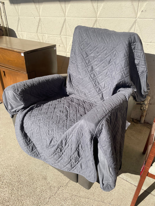 Grey swivel recliner chair with cover AS IS 33457