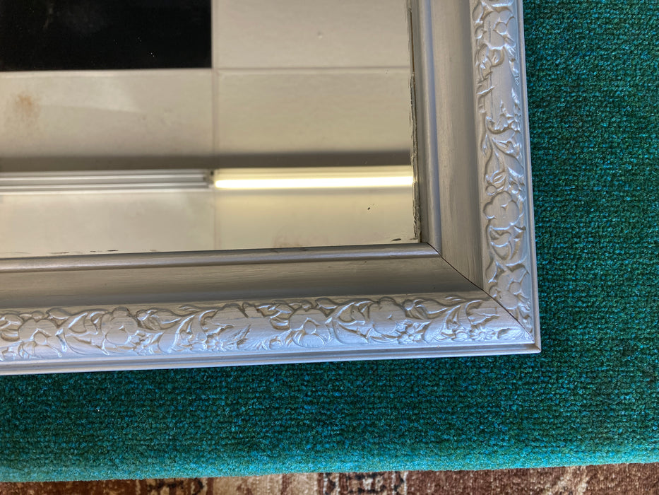 Silver framed rectangle mirror 31058