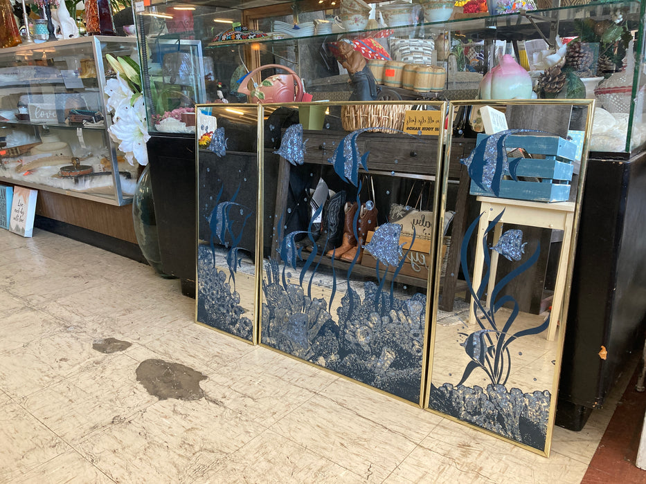 Decorative painted fish mirror set 31088