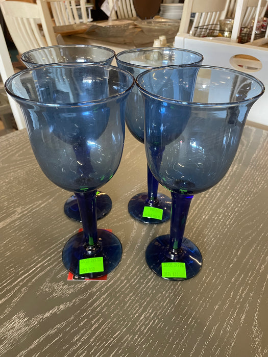 Cobalt blue set of 4 wine glasses 32735