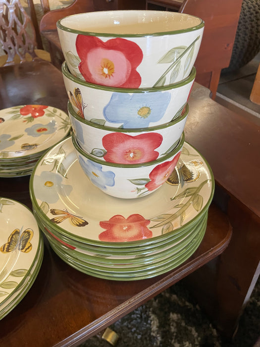 Pfaltzgraff butterfly botanical dish 29pc dinnerware set 32746