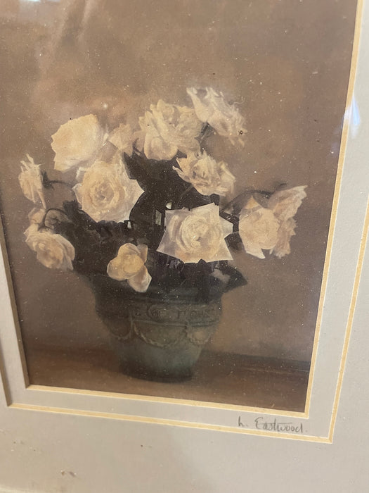 White rose by L. Eastwood framed and matted picture 32768