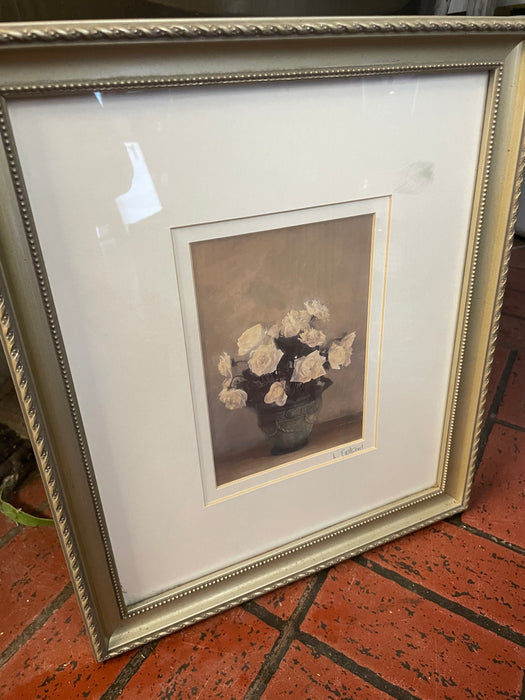 White rose by L. Eastwood framed and matted picture 32768