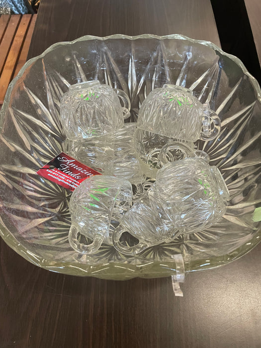 Hazel-Atlas Willamsport crystal punch bowl 10pc set 32773