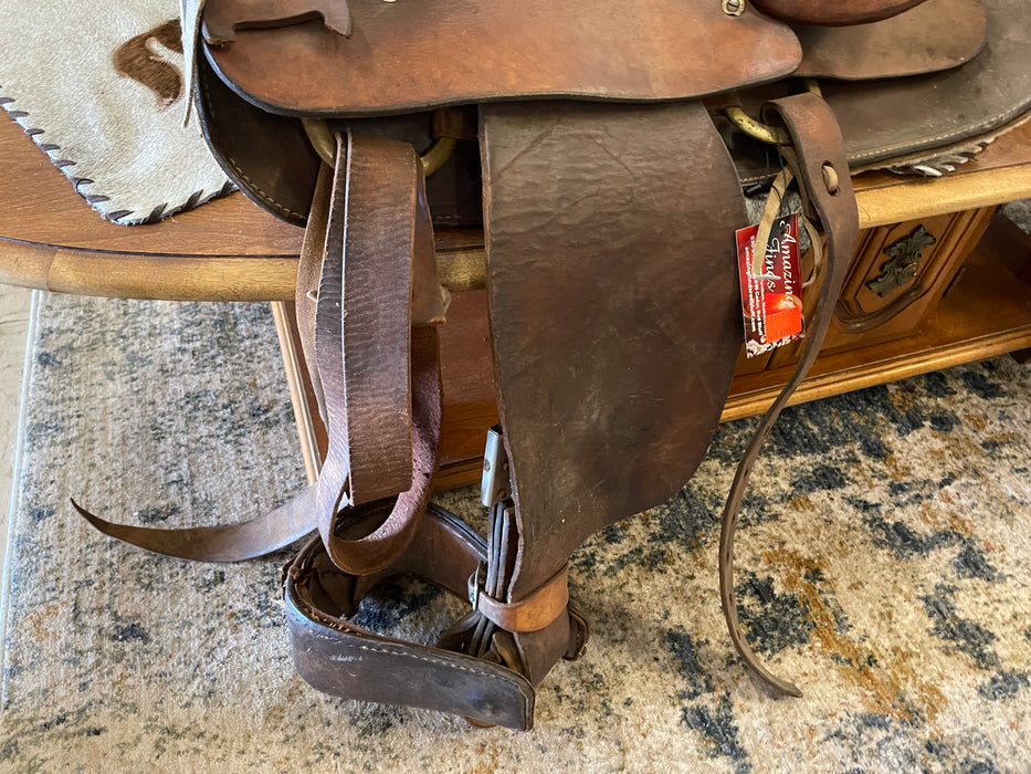Tooled leather 16" western horse saddle 31177
