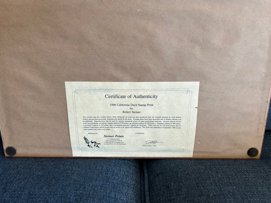 1998 California duck stamp print by Robert Steiner 34286