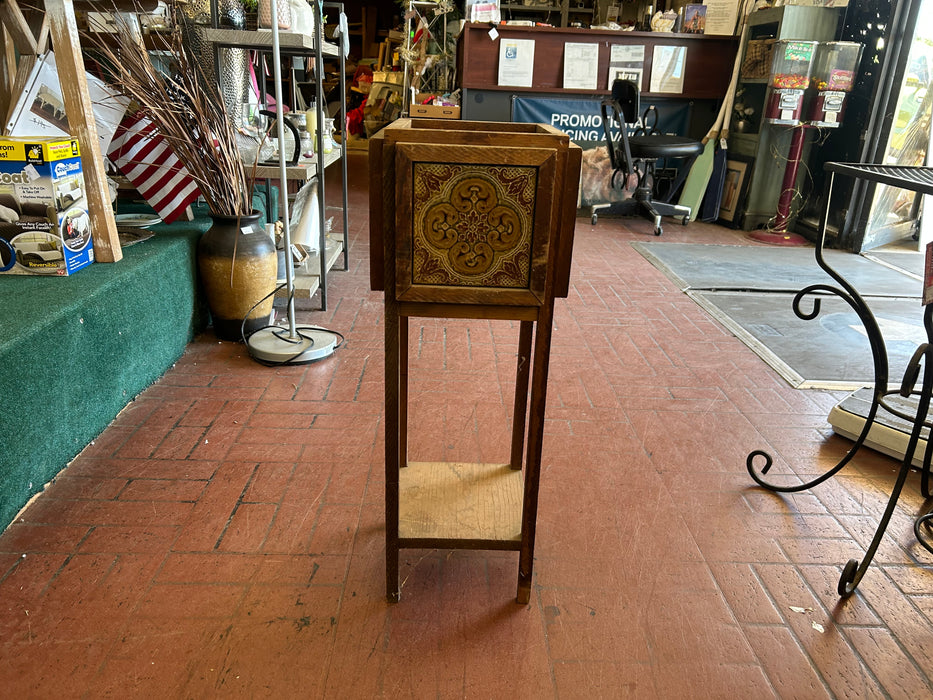Decorative tiled wood plant stand 34303