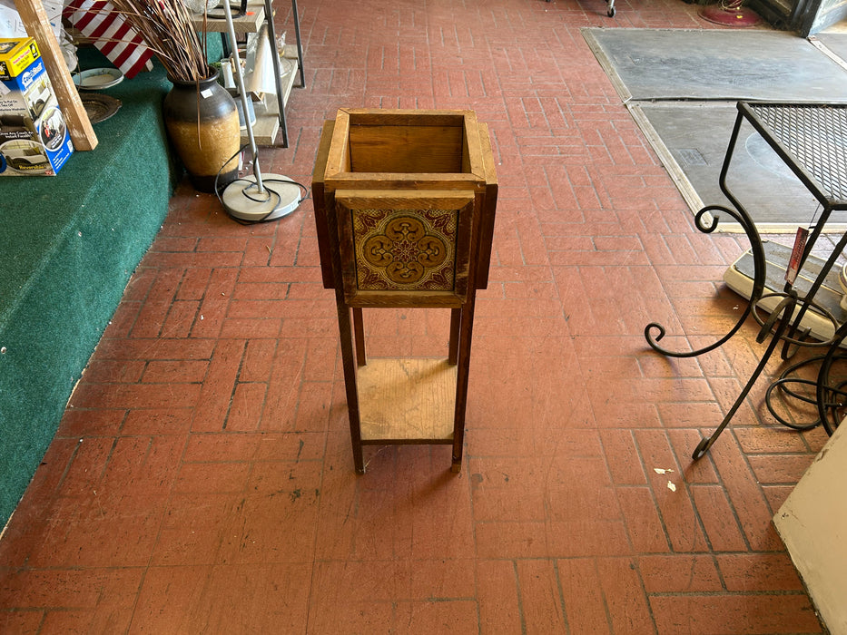 Decorative tiled wood plant stand 34303