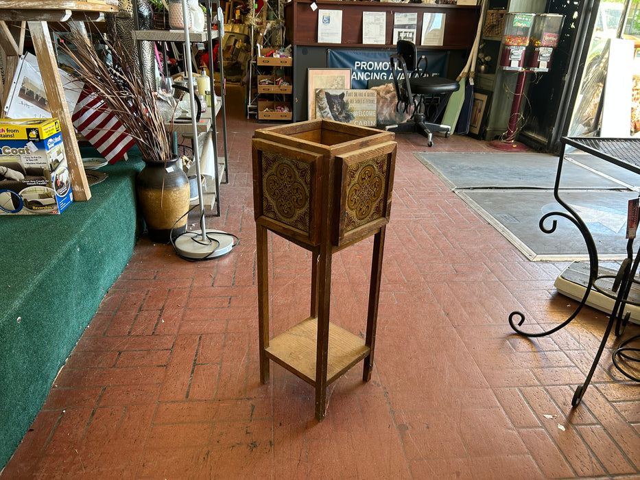 Decorative tiled wood plant stand 34303
