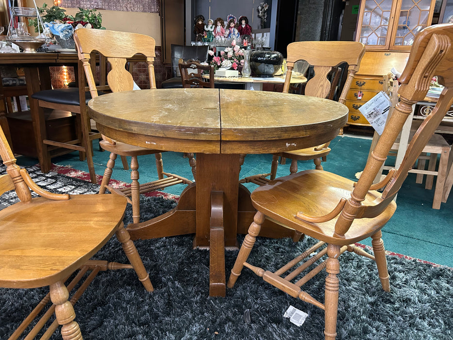 Wood dining table with 4 chairs 5pc set 34308