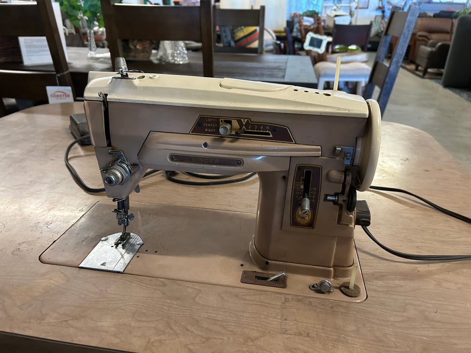Custom vintage sewing table with Singer sewing machine 34310