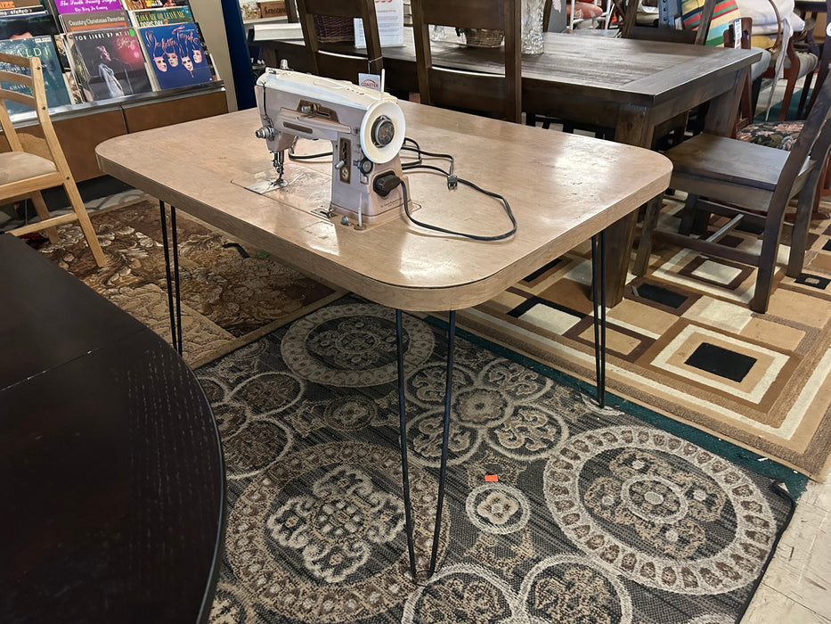 Custom vintage sewing table with Singer sewing machine 34310