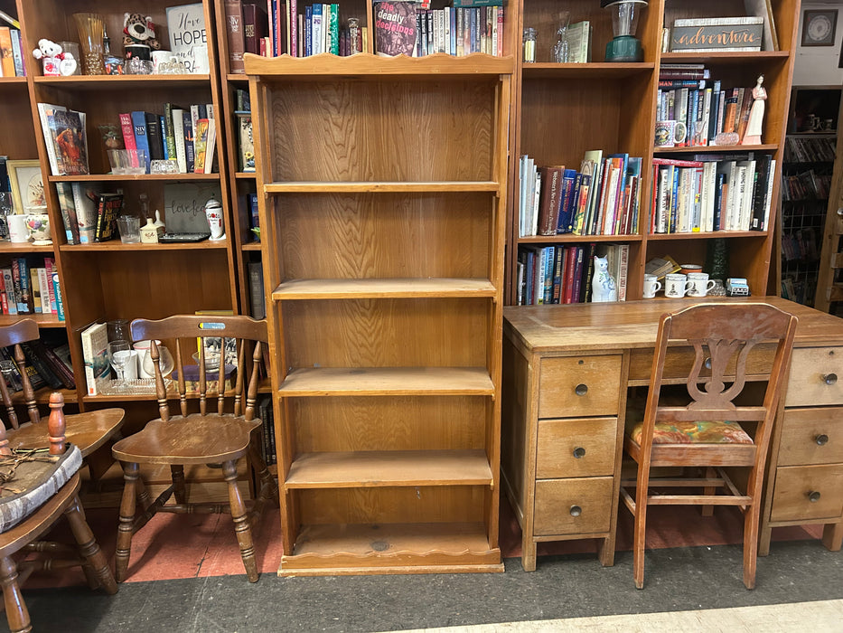 Knotty pine 5 tier wood bookcase book shelf 34326