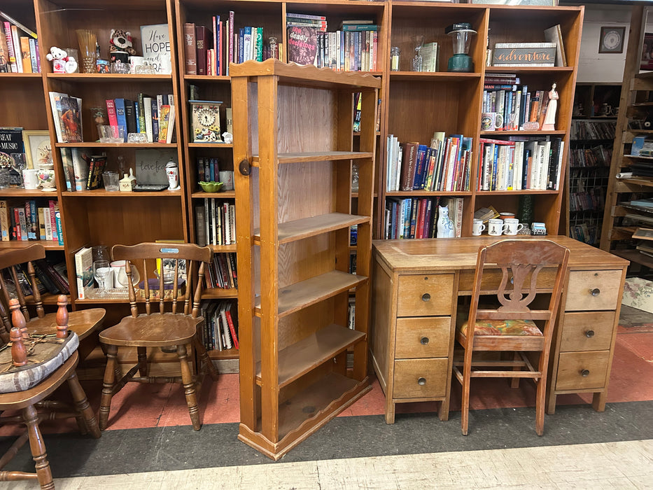Knotty pine 5 tier wood bookcase book shelf 34326