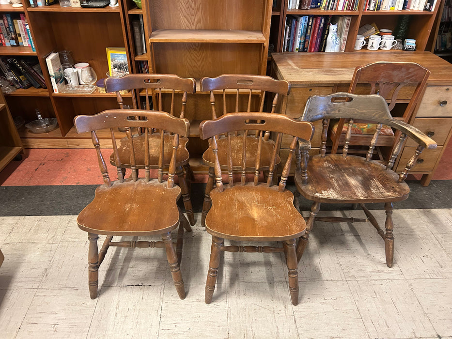 Set of 5 wood kitchen or dining chairs 5pc set AS IS 34325