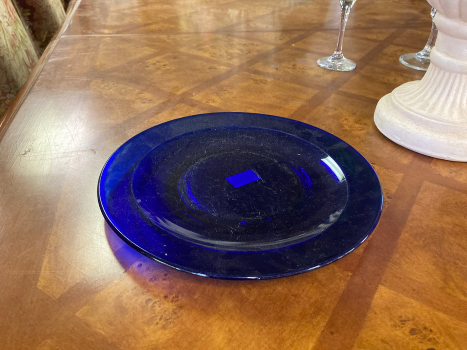 Cobalt blue depression glass plate 30970