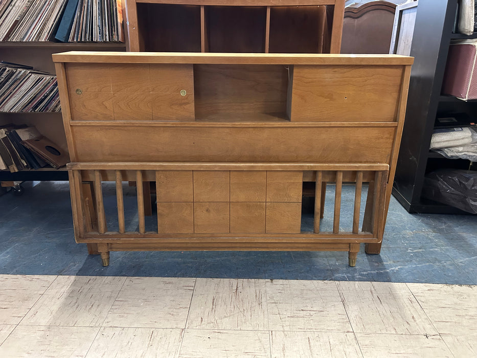 Wood mid century full headboard and footboard 34328