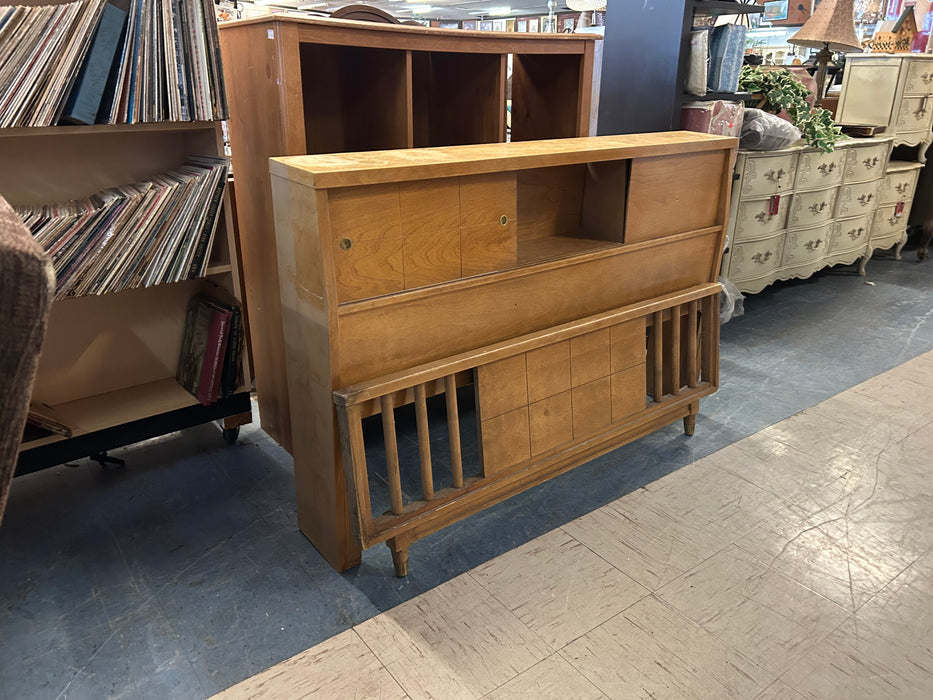 Wood mid century full headboard and footboard 34328