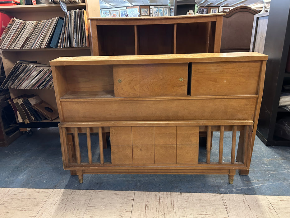 Wood mid century full headboard and footboard 34328