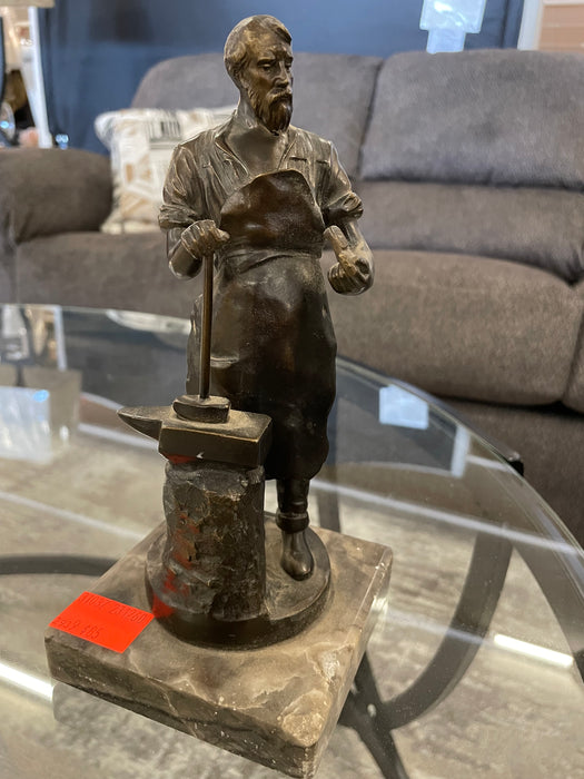 Bronze blacksmith statue with marble base 31037