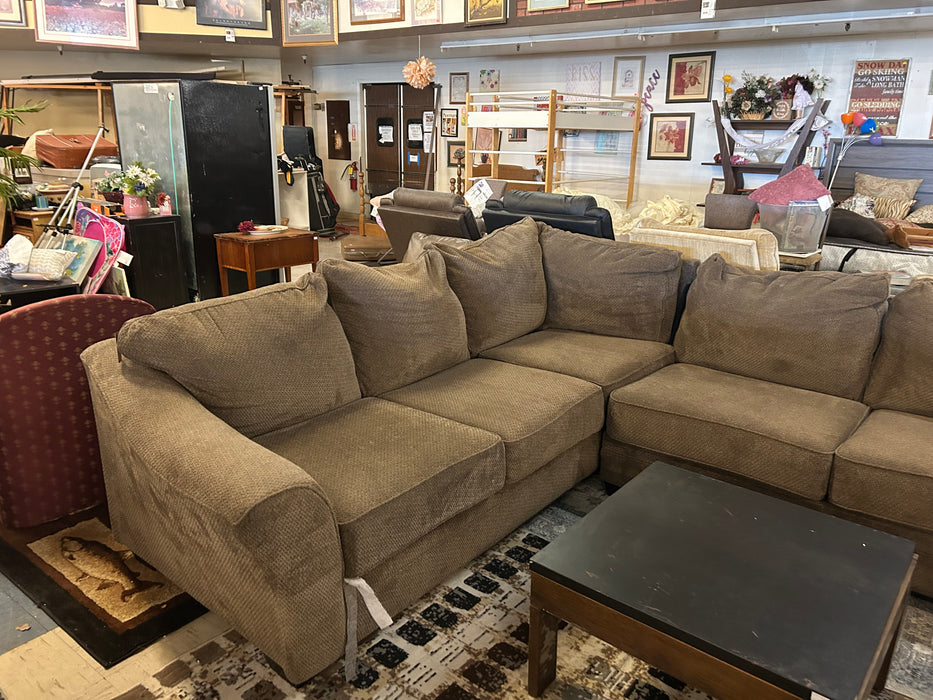 Upholstered brown large U-shaped sectional sofa couch 34333