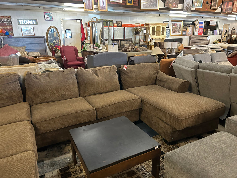 Upholstered brown large U-shaped sectional sofa couch 34333