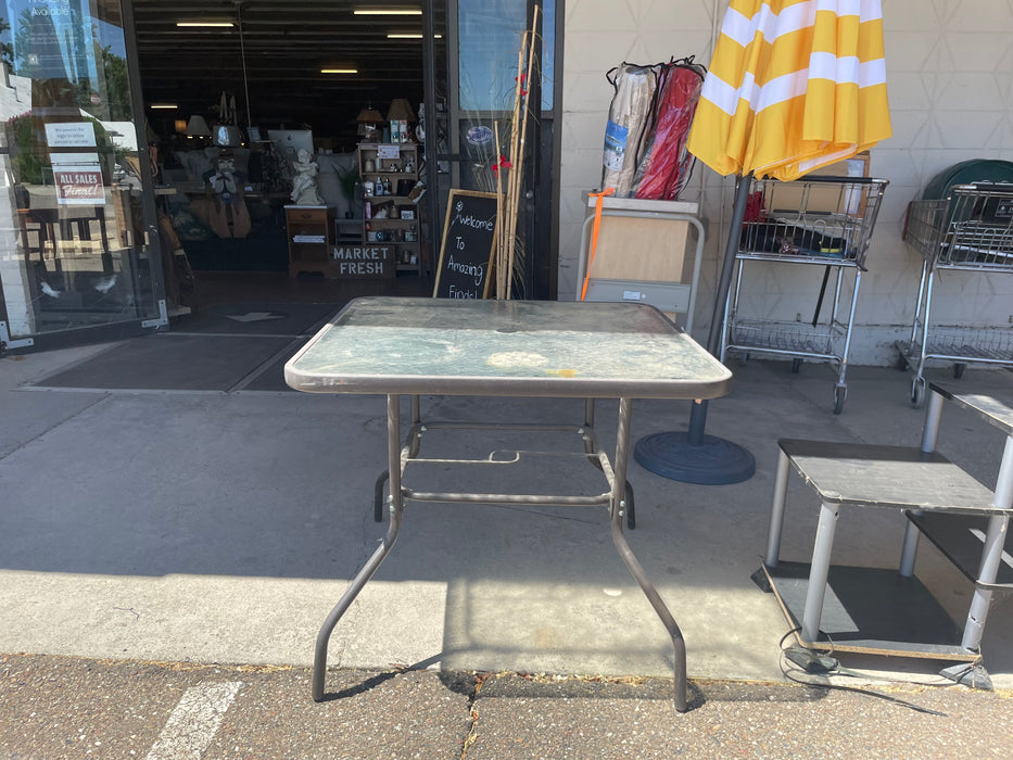 Metal and glass square patio end or coffee table 32648