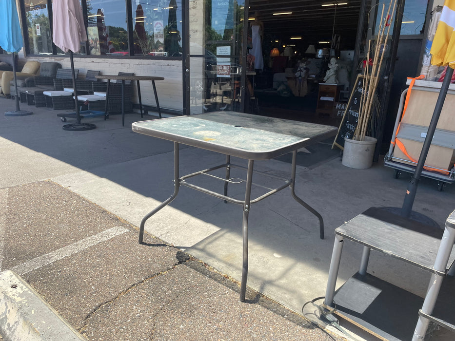 Metal and glass square patio end or coffee table 32648