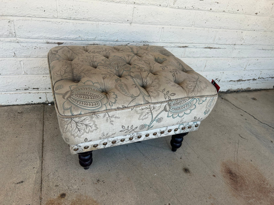 Upholstered Pier 1 nailhead ottoman footstool 34335