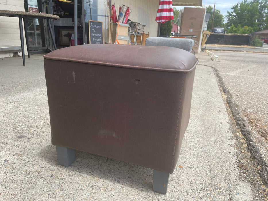 Brown leather stool 32654