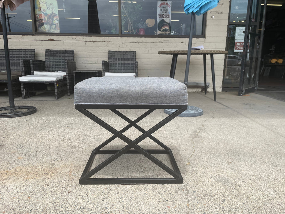 Gray/grey upholstered metal frame ottoman footstool 32655