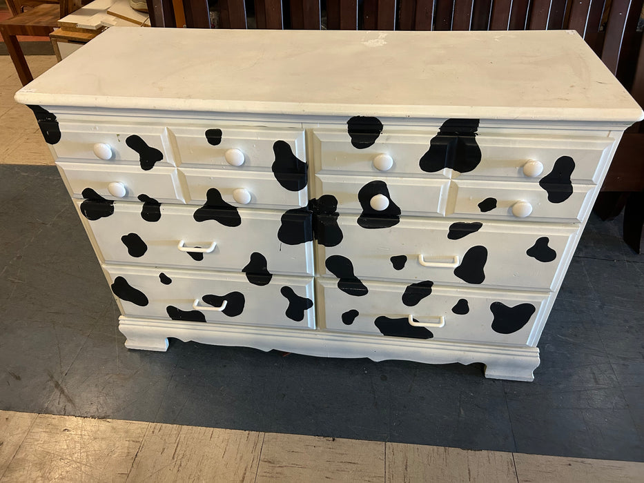 6 drawer wood cow print dresser 34348