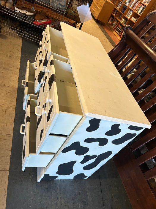 6 drawer wood cow print dresser 34348