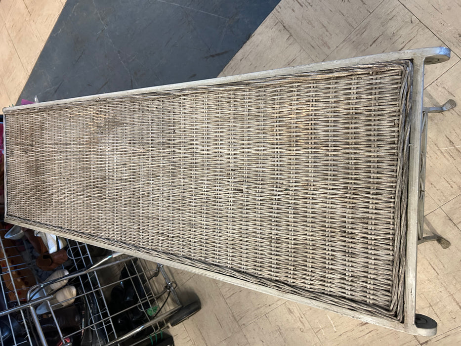 Distinctive Design iron metal console table with wicker top 34352